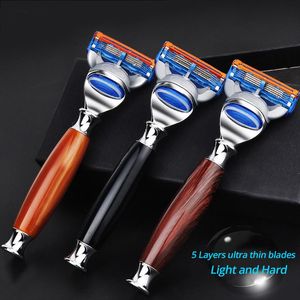 Blad Yunchi Men's Wood Razor Rakhållare Barber Hair Beard Shave Manual Razor Handle Safety Razor Holder For Men Gratis frakt