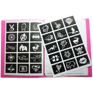 Stencils 446 st/lot återanvändbar klistermärke tatuering stencils mapp målning mall airbrush glitter henna tatuering stencil set album fast stil