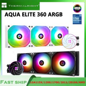 Soğutma Termalright Aqua Elite 360 ​​Argb 12. Allinon Entegre Su Soğutma Radyatörü 5V ARGB Fan CPU Sıvı Soğutucu LGA1700 115X AMD