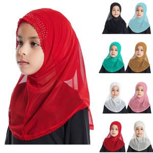 Düz küçük kız dantel amira hicab unnerscarf fit 2-6 yaşındaki çocuklar al-amira İslami eşarp kafa kafalı kafa bantları türban