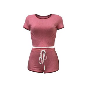 Tracksuits Women's yoga shorts high waisted short sleeved crop top sportswear women's fitness set P230531