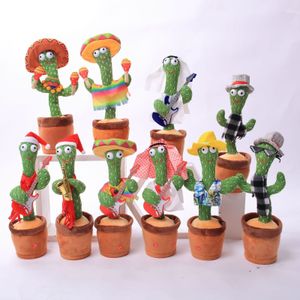 Bambole di peluche che ballano Cactus Ripeti Giocattolo parlante Giocattoli elettronici Can Can Sing Record Alleggerisci Batteria USB Bluetooth Educazione precoce Regalo divertente 230530