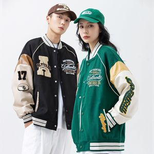 Herrjackor mäns retro brev broderade jackor vårrock y2k hip hop trend baseball uniform par casual amerikansk street lös jacka 230531