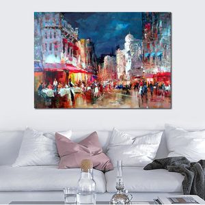 Canvas Art Willem Haenraets живопись ручной работы современной импрессионистской масляной живописи Street in City View for Office Wall Decor