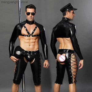 Sexig uppsättning jsy porr män sexig bodysuit underkläder polis enhetlig cosplay het erotisk latex catsuit för sex roll spela underkläder porr kommer t230531