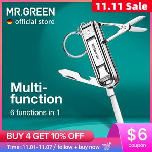 Kits Mr.Green Multifunctional Nail Clipper Stainless Steel Six Functions Nail Files Bottle Opener Liten Knife Scissors Nail Cutter