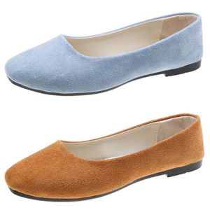 Fashionable candy colored flat bottomed work shoes brown comfortable suede cloth faced women's shoes, student shoes