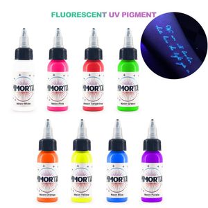 Tintas 15ml/garrafa de tinta de tatuagem de fluorescência profissional roxo luz micropigmentação pigmento de tinta uv pigmento de tatuagem para pintura corporal