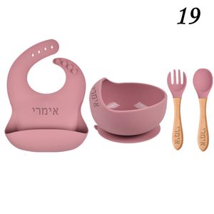 Cups Dishes Utensils Personalized name Food Grade Baby Feeding Set with Spoon fork Silicone Suction Bowls and bib BPA Free - First Stage Self Feed 230530