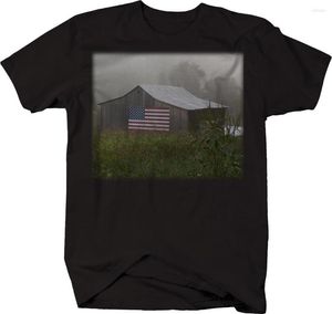 Erkek Tişörtleri 2023 Moda Gömlek Klasik Amerikan Old Barn Bayrak Ülke Çiftçilik Tshirt