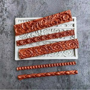 Neue Kuchen Grenze Silikon Form DIY Kuchen Backen Dekoration Geflochtenes Seil Perle Streifen Fondant Kuchen Dekoration Form T095 Großhandel verfügbar