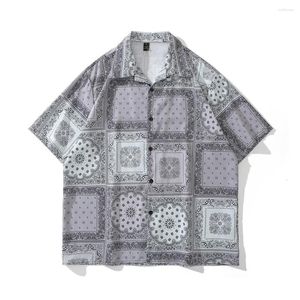 Мужские повседневные рубашки Bandana Hawaiian рубашка мужчина летняя тонкая материальная блузка мужская топ