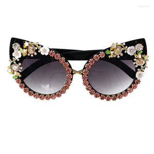 Güneş gözlüğü lüks moda kadın marka gözlükleri mücevher dekorasyon kedi gözleri güneş gözlüğü vintage gölgeler gözlük hediyeleri