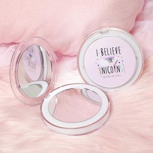 Mirrors L281 LED Mini Makeup Mirror Hand Held Fold Small Portable Micro USB Connect Cable Chargeableable Cosmetic Mirror Makeup Tool