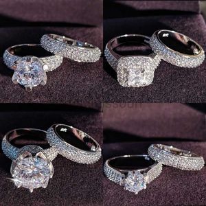 Anéis de banda 2023 novo designer de qualidade de luxo anéis de casamento de cor prata conjunto para mulheres presente de aniversário envio direto joias por atacado R4632 J230531