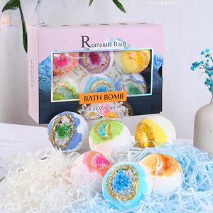 Bath 6pcs Organiska badbomber Gift Set Natural Handmade Bathing Foot Spa Bomb Rich Essential Oils för fuktgivande torr hudavkoppling