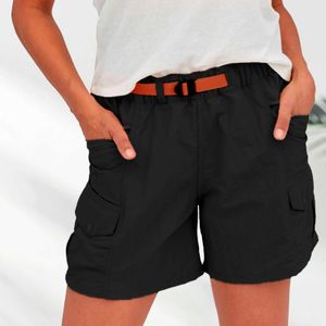 Shorts kvinnors sommar utomhus frakt elastisk hög midja vandring shorts casual kvinnokläder p230530