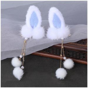 Hair Accessories Sweet Side Clips 2 Pieces Kawaii Headdress With Fluffy Ears For Birthday Stage Party Show Dress Up HSJ88
