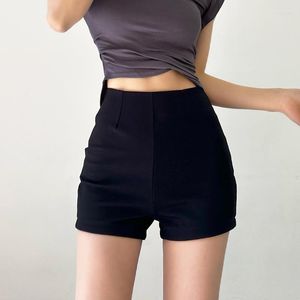 Shorts femininos tvvvvvvin verão na cintura embrulhada no quadril reto tubo versátil casual slim sexy pernas longas calças pretas jij4 femininas