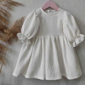 Girl's Dresses Baby Girl White Dress New Summer Kids Children Toddler Baptism Clothes Fashion Casual Short Sleeve Robe Fille Easter Outfit AA230531