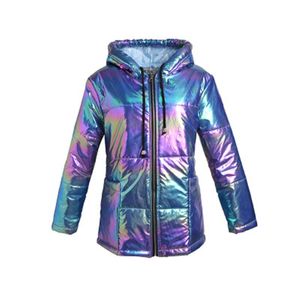 Skórzane błyszczące metalowe kurtki damskie zima nowa moda bawełniana parkas płaszcze bluatki bawełniane płaszcze kolorowe płaszcze 437
