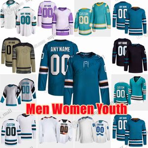 Custom S-6XL Movie College Hockey Wears Jersey Erik Karlsson Kevin Labanc Tomas Hertl Logan Couture Bara banov Matt Benning William Eklund Ferraro