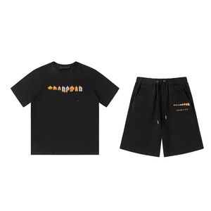 Summer Mens Trapstar T shirt Set Short Sleeve Outfit Chenille Tracksuit sportswear Hip Hop Black Cotton London Streetwear Asian size S-3XL