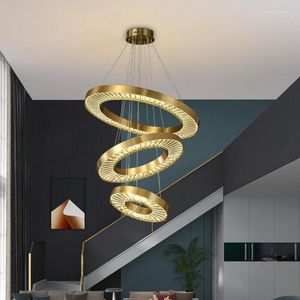 Chandeliers 2023 Modern Ring Golden Luster LED Crystal Chandelier For Children's Room Study Gym Dining Living Decor