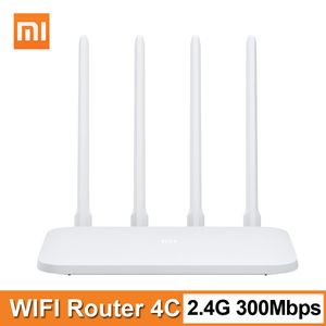 Routers Original Xiaomi Mi WIFI Router 4C Roteador APP Control 64 RAM 802.11 b/g/n 2.4G 300Mbps 4 Antennas Routers Repeater Extender