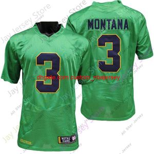 Fotbollströjor som slåss mot irländska tröjor NCAA College Joe Montana Green Size S-3XL Alla sömda ungdomsmän