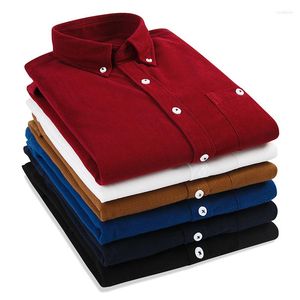 Men's Casual Shirts Men's Dress Shirt Button Down Collared Corduroy Solid Color Turndown Wine Sea Blue Black Khaki Wedding