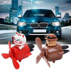 New Car Air Freshener Auto Accessories Interior Perfume Diffuser Bear Pilot Rotating Propeller Outlet Fragrance Magnetic Design L230523