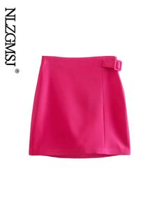 Vestidos nlzgmsj 2023 mulheres escritórios usam lápis rosa quente Mini saia feminina Mulheres Vintage High Back Zipper Saias femininas 202305