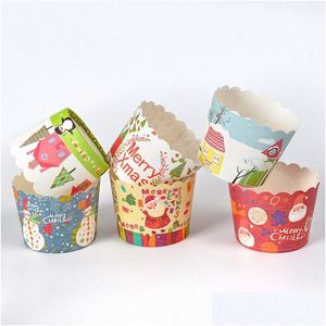 Cupcake 50pcs Cartoon Paper Cups Greaseproof милая обертка для выпечки чашки чашки VT1634 Доставка Доставка дома сад кухня d dhsn7