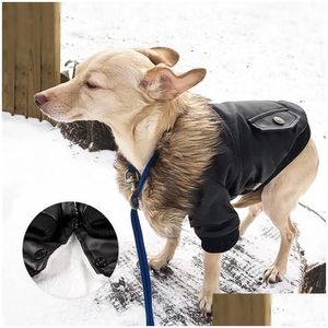 Dog Apparel Winter Warm Pet Clothes Sports Hoodie Clothing Autumn And Jackets Fur Coats Leather Puppy Vest Drop Delivery Home Garden Dhukk