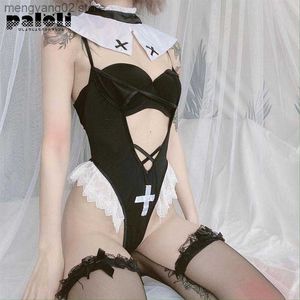 Sexy Set Pli Dark College Style Sexy Lace Lingerie School Girl Hollow Bodysuit Nurse Role Play Erotic Set Passion Temptation T230531