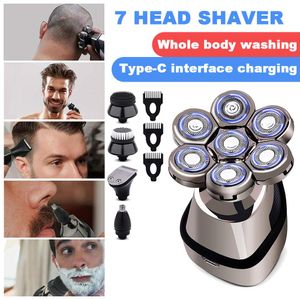 Blade Smart Electric Shaver Men Clipper LED Men's Razor Shaving Machine 7D Shavers Independently 7 Cutter Floating Head Auto Cleaning