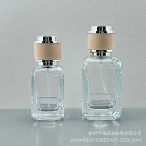 収納ボトル30ml/50ml香水ボトル小容量化粧品スプレーサブパッケージ補強長方形ガラス補充可能