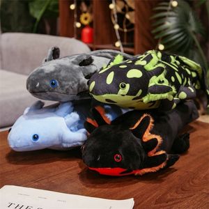 Plush Dolls 45 80cm Cute Axolotl Toy Salamander Stuffed Plushies Doll Kawaii Hexagonal Dino Soft Kids Toys Halloween Decor Gift 231130