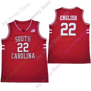 2020 NEW NCAAサウスカロライナゲームジャージ22アレックスイングリッシュカレッジバスケットボールジャージーレッドサイズ青年大人