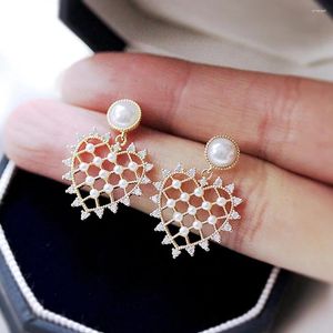 Dangle Earrings Huitan Fashion Partysu Style Women's Imitation Pearl Aesthetic Heart Love Shape Gift Trendy Jewelry