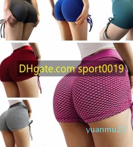 Yoga kıyafeti petek tik tokatlar moda kadın039s seksi yüksek bel şort spor spor salonu popo kaldırma antrenmanı r