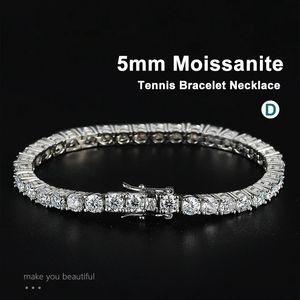 Chain 5mm Tennis Bracelet Necklace For Women 925 Sterling Silver D VVS1 Lab Diamond with GRA Certificate Jewelry 231130