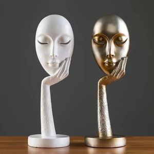 Decorative Objects Figurines Modern Human Meditators Abstract Lady Face Character Resin Statues Sculpture Art Crafts Figurine Home Decorative Display 231130