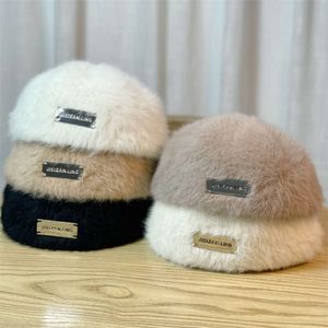 Women's Winter Plush New Merveile Rabbit Hair Basker Barn Internet Red Forward Artist Hat Tide Tide