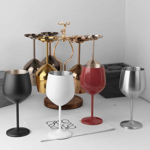 Şarap Gözlükleri 1 PC Paslanmaz Çelik Cam Şampanya Viski Yaratıcı Metal Goblet Kırmızı Namlu Tipi Desenli 231130