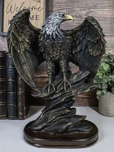 Decorative Objects Figurines Bronze Resin Eagle Collectible Decorative Eagle Statue Home Decor Office Decor Statue Ornament Birthday Holiday Gift 231130