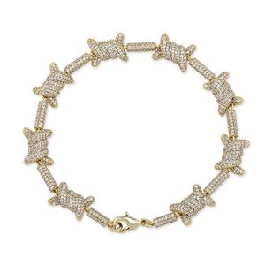 style European Wire Bracelet Personality Cuban Chain 18K Gold Full Zircon Jewelry Bracelet Jewelry308u
