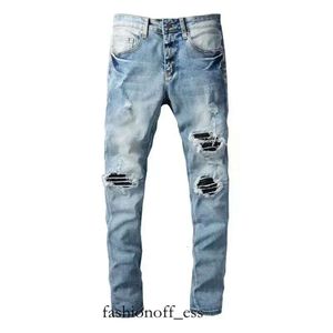 Jeans masculinos Amirs Jeans Amri Calças Jeans 2023Winter Ami Mens Cinza Designer Marca Famosa Calças Slim-Leg Homens Elástico Preto Skinny Jean Lavado 261