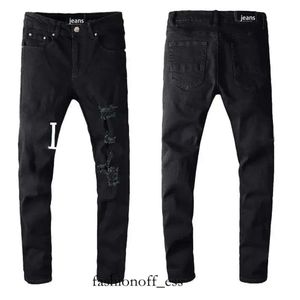 Herr jeans amirs jeans amri byxor jeans 2023winter ami herrar grå designer märke berömda smala ben byxor män elastisk svart mager jean tvättad 253